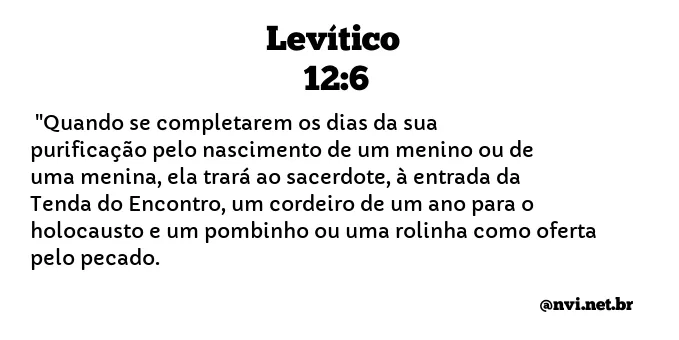 LEVÍTICO 12:6 NVI NOVA VERSÃO INTERNACIONAL