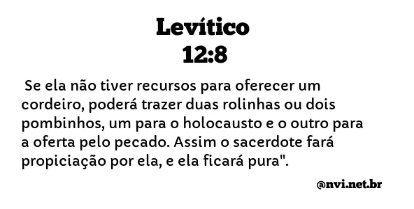 LEVÍTICO 12:8 NVI NOVA VERSÃO INTERNACIONAL