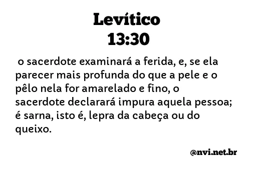 LEVÍTICO 13:30 NVI NOVA VERSÃO INTERNACIONAL