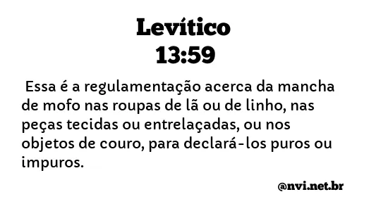 LEVÍTICO 13:59 NVI NOVA VERSÃO INTERNACIONAL