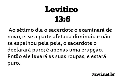 LEVÍTICO 13:6 NVI NOVA VERSÃO INTERNACIONAL