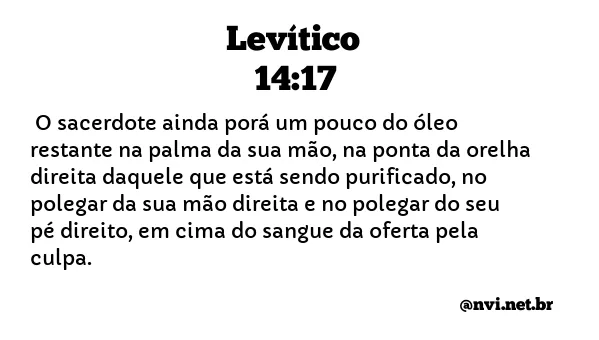 LEVÍTICO 14:17 NVI NOVA VERSÃO INTERNACIONAL