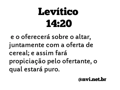 LEVÍTICO 14:20 NVI NOVA VERSÃO INTERNACIONAL