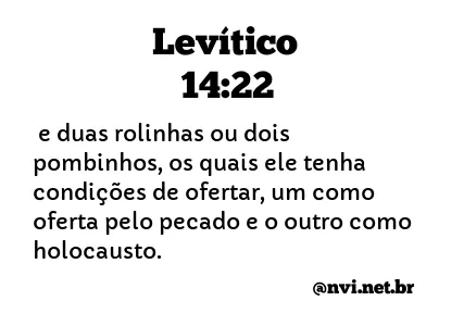 LEVÍTICO 14:22 NVI NOVA VERSÃO INTERNACIONAL