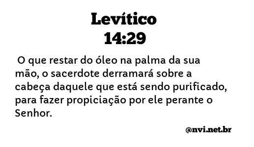 LEVÍTICO 14:29 NVI NOVA VERSÃO INTERNACIONAL