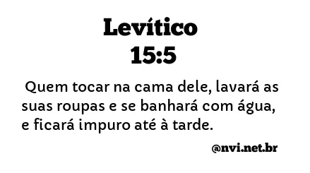 LEVÍTICO 15:5 NVI NOVA VERSÃO INTERNACIONAL