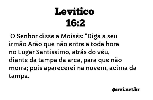 LEVÍTICO 16:2 NVI NOVA VERSÃO INTERNACIONAL