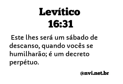 LEVÍTICO 16:31 NVI NOVA VERSÃO INTERNACIONAL