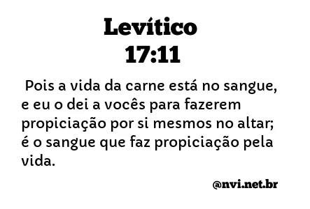 LEVÍTICO 17:11 NVI NOVA VERSÃO INTERNACIONAL