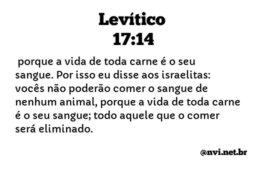 LEVÍTICO 17:14 NVI NOVA VERSÃO INTERNACIONAL