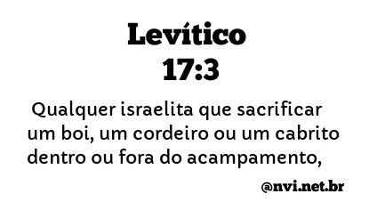 LEVÍTICO 17:3 NVI NOVA VERSÃO INTERNACIONAL