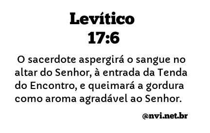 LEVÍTICO 17:6 NVI NOVA VERSÃO INTERNACIONAL