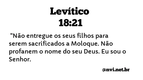 LEVÍTICO 18:21 NVI NOVA VERSÃO INTERNACIONAL