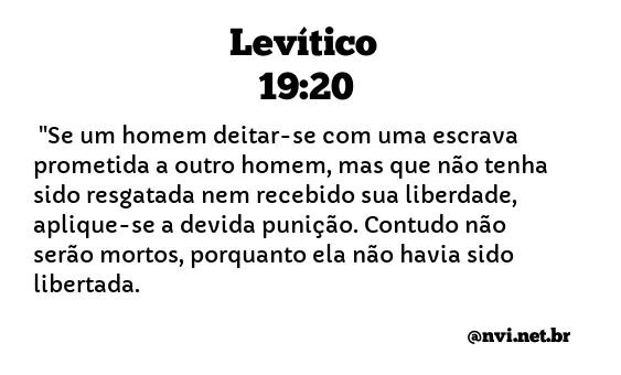 LEVÍTICO 19:20 NVI NOVA VERSÃO INTERNACIONAL