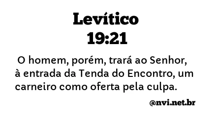 LEVÍTICO 19:21 NVI NOVA VERSÃO INTERNACIONAL