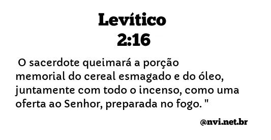 LEVÍTICO 2:16 NVI NOVA VERSÃO INTERNACIONAL