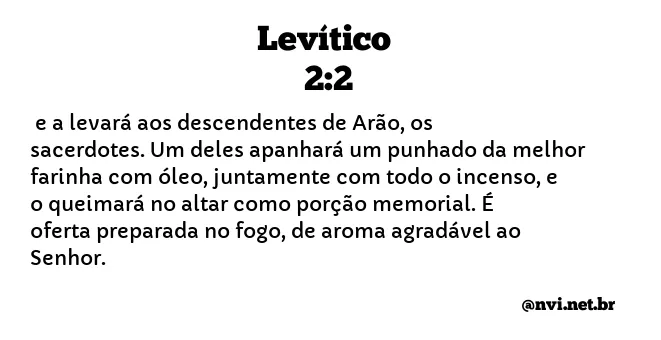 LEVÍTICO 2:2 NVI NOVA VERSÃO INTERNACIONAL