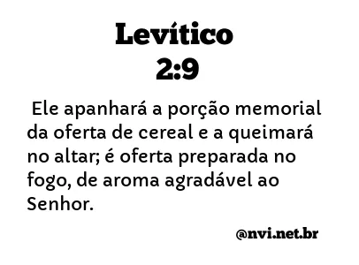 LEVÍTICO 2:9 NVI NOVA VERSÃO INTERNACIONAL