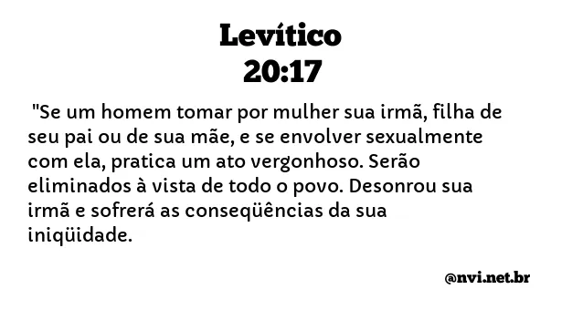 LEVÍTICO 20:17 NVI NOVA VERSÃO INTERNACIONAL