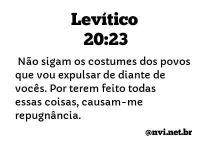 LEVÍTICO 20:23 NVI NOVA VERSÃO INTERNACIONAL