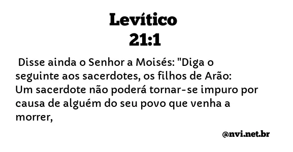 LEVÍTICO 21:1 NVI NOVA VERSÃO INTERNACIONAL