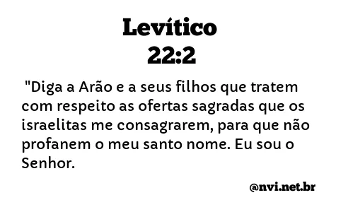 LEVÍTICO 22:2 NVI NOVA VERSÃO INTERNACIONAL