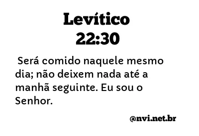 LEVÍTICO 22:30 NVI NOVA VERSÃO INTERNACIONAL