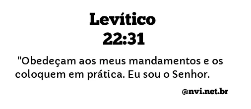 LEVÍTICO 22:31 NVI NOVA VERSÃO INTERNACIONAL