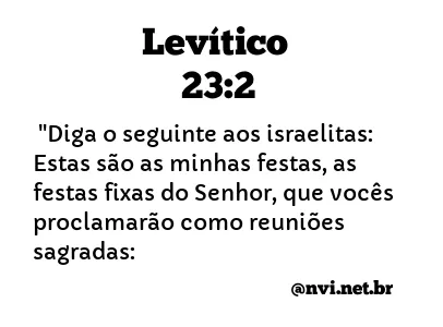 LEVÍTICO 23:2 NVI NOVA VERSÃO INTERNACIONAL