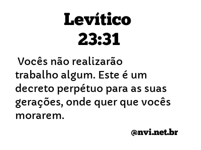 LEVÍTICO 23:31 NVI NOVA VERSÃO INTERNACIONAL