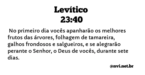 LEVÍTICO 23:40 NVI NOVA VERSÃO INTERNACIONAL