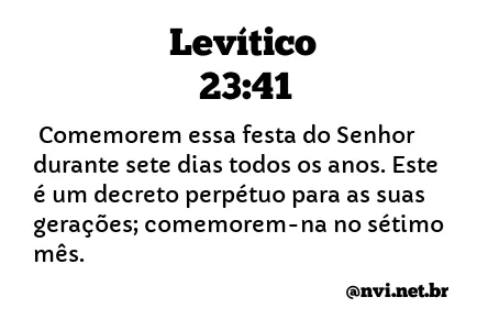 LEVÍTICO 23:41 NVI NOVA VERSÃO INTERNACIONAL