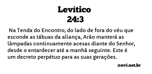 LEVÍTICO 24:3 NVI NOVA VERSÃO INTERNACIONAL