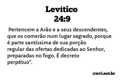 LEVÍTICO 24:9 NVI NOVA VERSÃO INTERNACIONAL