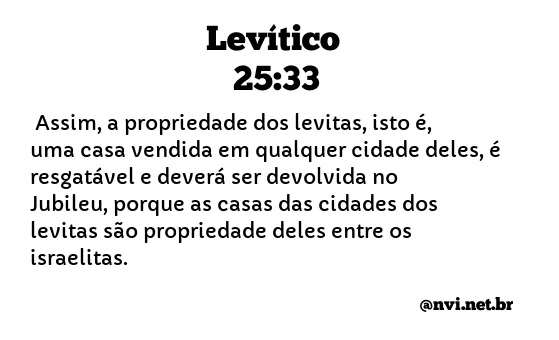 LEVÍTICO 25:33 NVI NOVA VERSÃO INTERNACIONAL