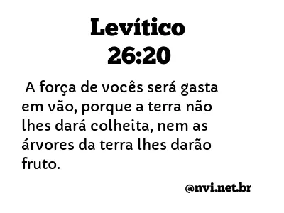 LEVÍTICO 26:20 NVI NOVA VERSÃO INTERNACIONAL