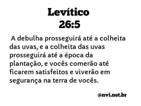 LEVÍTICO 26:5 NVI NOVA VERSÃO INTERNACIONAL