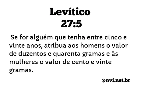 LEVÍTICO 27:5 NVI NOVA VERSÃO INTERNACIONAL