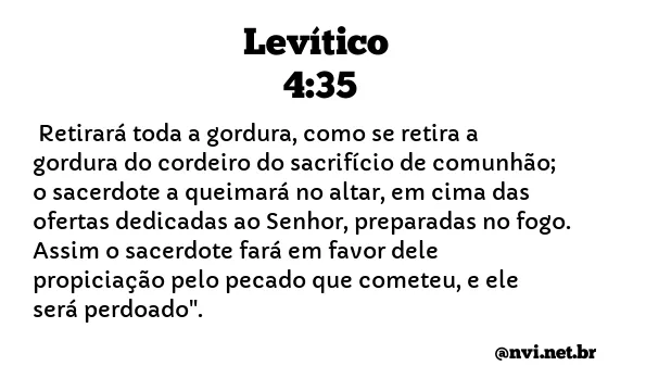 LEVÍTICO 4:35 NVI NOVA VERSÃO INTERNACIONAL