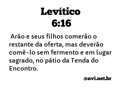 LEVÍTICO 6:16 NVI NOVA VERSÃO INTERNACIONAL