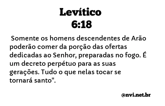 LEVÍTICO 6:18 NVI NOVA VERSÃO INTERNACIONAL