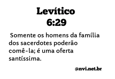 LEVÍTICO 6:29 NVI NOVA VERSÃO INTERNACIONAL