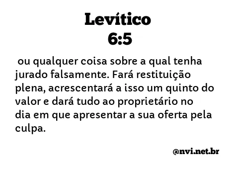 LEVÍTICO 6:5 NVI NOVA VERSÃO INTERNACIONAL