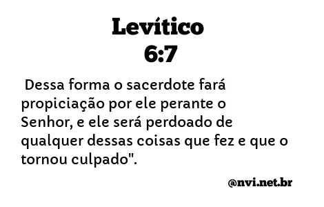 LEVÍTICO 6:7 NVI NOVA VERSÃO INTERNACIONAL