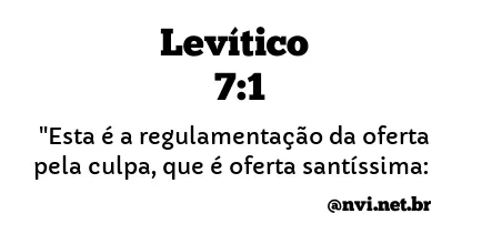 LEVÍTICO 7:1 NVI NOVA VERSÃO INTERNACIONAL