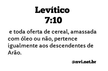 LEVÍTICO 7:10 NVI NOVA VERSÃO INTERNACIONAL