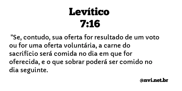 LEVÍTICO 7:16 NVI NOVA VERSÃO INTERNACIONAL