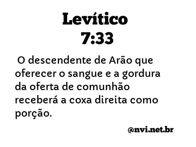 LEVÍTICO 7:33 NVI NOVA VERSÃO INTERNACIONAL