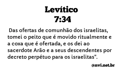 LEVÍTICO 7:34 NVI NOVA VERSÃO INTERNACIONAL