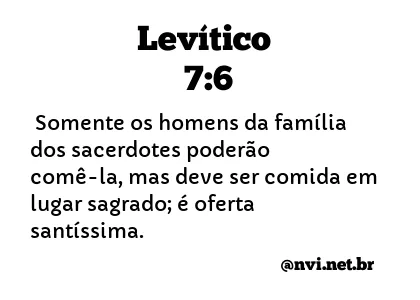 LEVÍTICO 7:6 NVI NOVA VERSÃO INTERNACIONAL